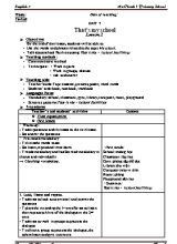 Giáo án Tiếng anh lớp 3 - Unit 7 Thats my school - Nguyễn Thị Phương An
